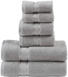 Senses Textured Rice Weave 6 Piece Bathroom Towel Set (Grey)