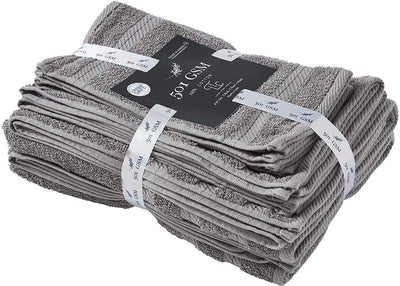 Classic Cotton Towels 8 Piece Set (Light Grey)