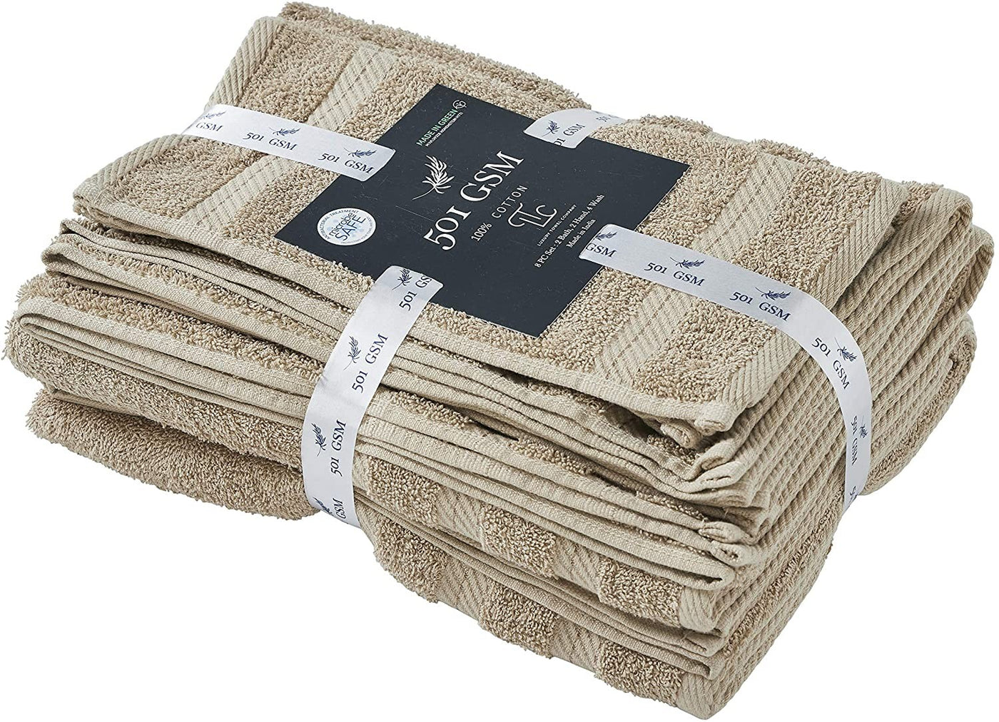 Classic Cotton Towels 8 Piece Set (Taupe)