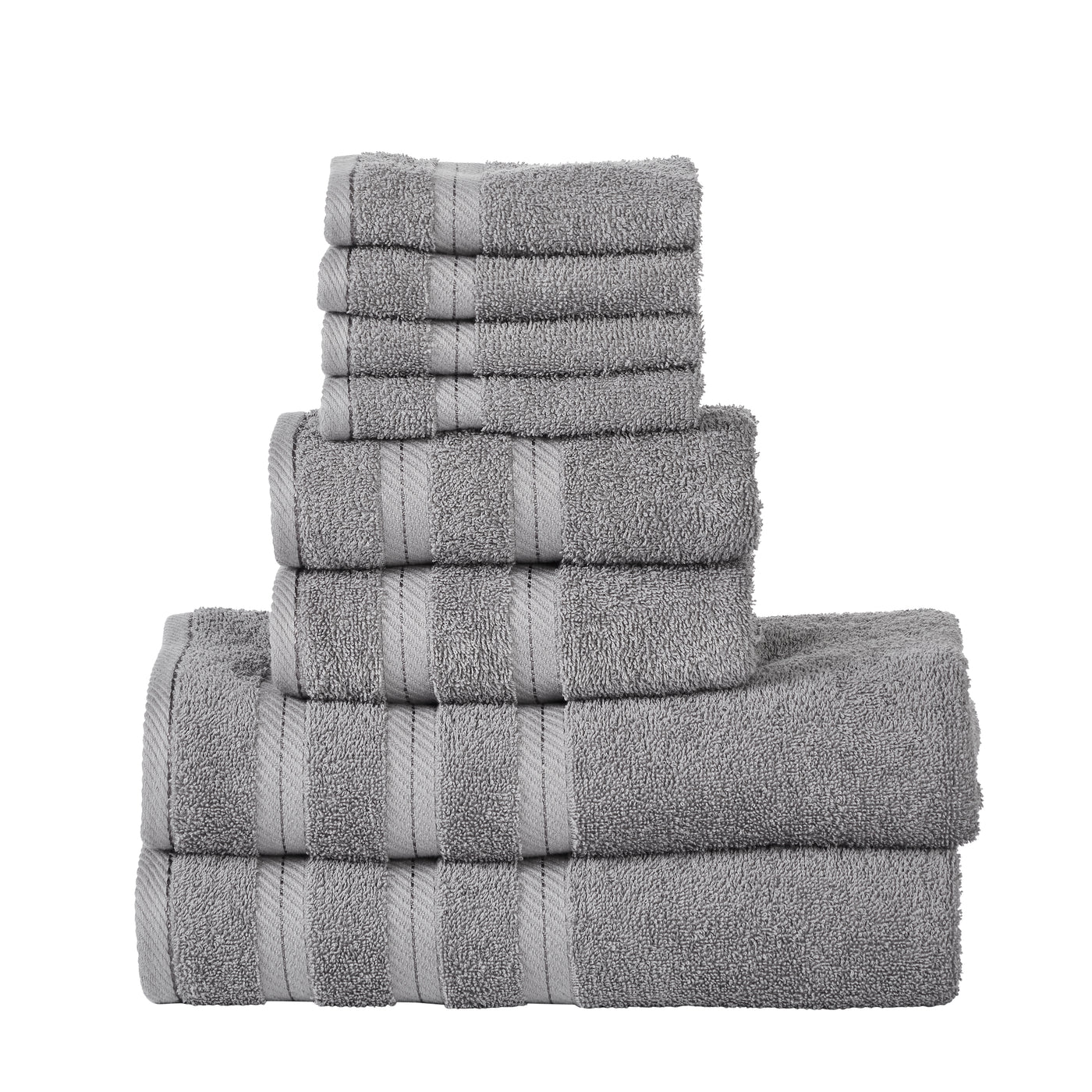 Classic Cotton Towels 8 Piece Set (Light Grey)