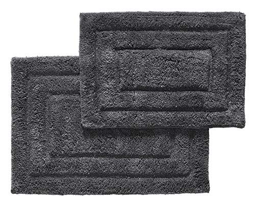 Cotton Bathroom Rugs Set, 2 pc (20"x30" and 17"x24") - Soft Plush 2800 GSM, Super Thick and Absorbent - Matches Our 804 GSM and 703 GSM Bathroom Towels Set (Charcoal Color)