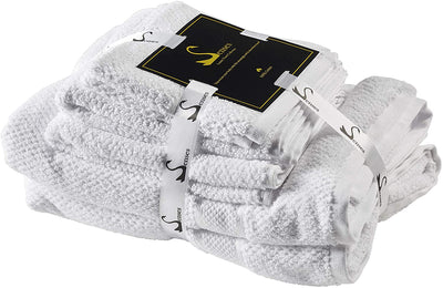 Senses Textured Rice Weave 6 Piece Bathroom Towel Set (White)
