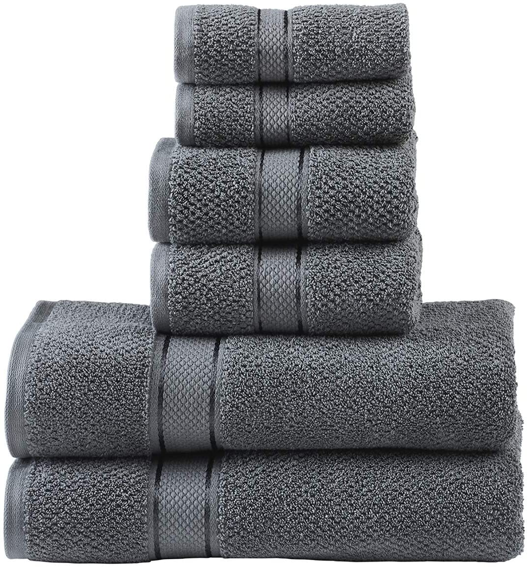 Senses Textured Rice Weave 6 Piece Bathroom Towel Set (Charcoal)
