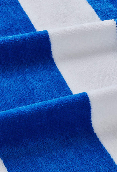 Cabana Stripe Velour Pool and Beach Towels 2 pack (Blue)