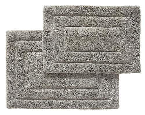 Cotton Bathroom Rugs Set, 2 pc (20"x30" and 17"x24") - Soft Plush 2800 GSM, Super Thick and Absorbent - Matches Our 804 GSM and 703 GSM Bathroom Towels Set (Gray Color)