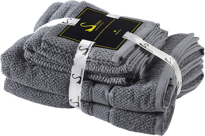 Senses Textured Rice Weave 6 Piece Bathroom Towel Set (Charcoal)