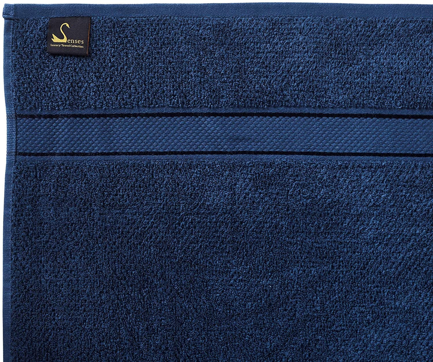 Senses Textured Rice Weave 6 Piece Bathroom Towel Set (Navy)