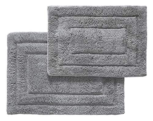 Cotton Bathroom Rugs Set, 2 pc (20"x30" and 17"x24") - Soft Plush 2800 GSM, Super Thick and Absorbent - Matches Our 804 GSM and 703 GSM Bathroom Towels Set (Alloy Color)